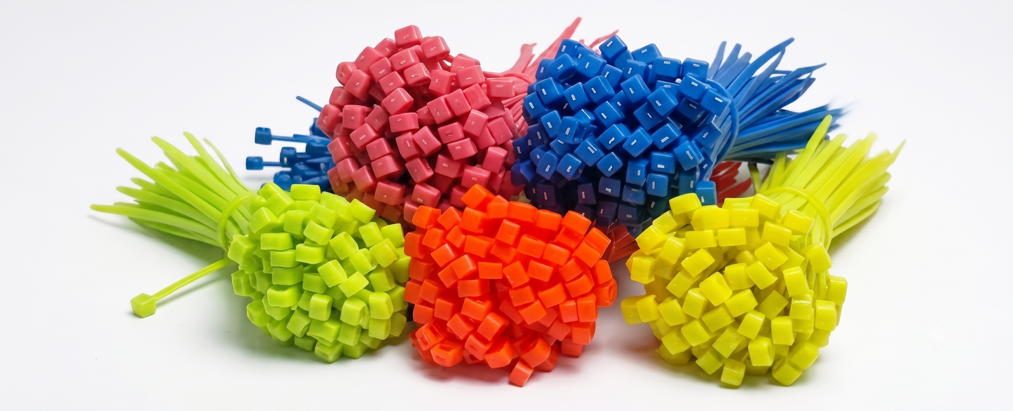 Bulk Fluorescent Nylon Cable Ties – Full Boxes, Hi-Vis Neon Zip Ties