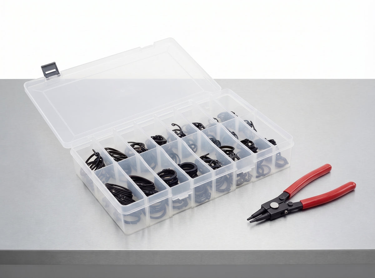 280pc Assorted Circlips Box - Internal & External, 12mm to 25mm