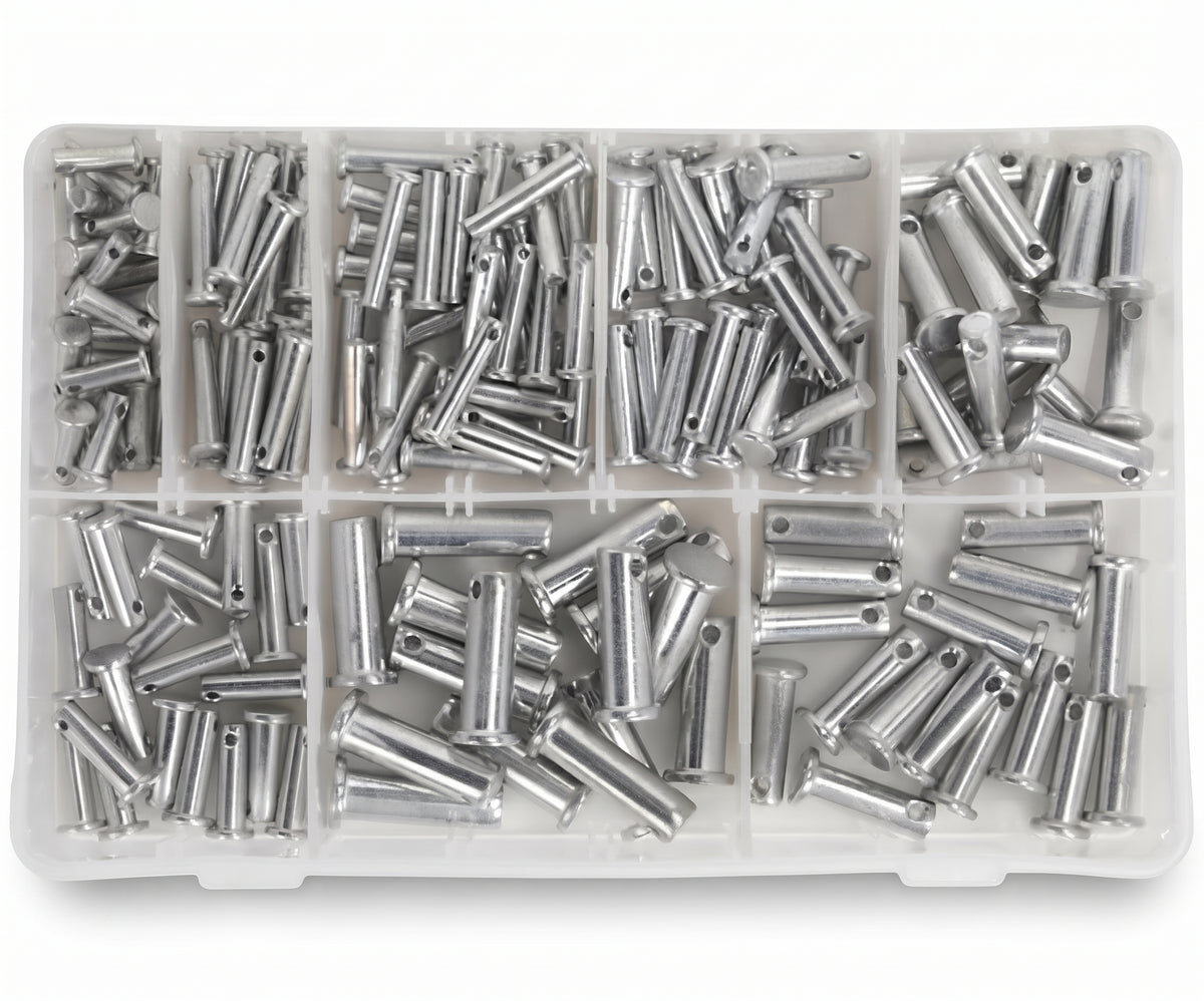 200pc Assorted Clevis Pins Box - BS 1574, 3/16 to 3/8 Inch