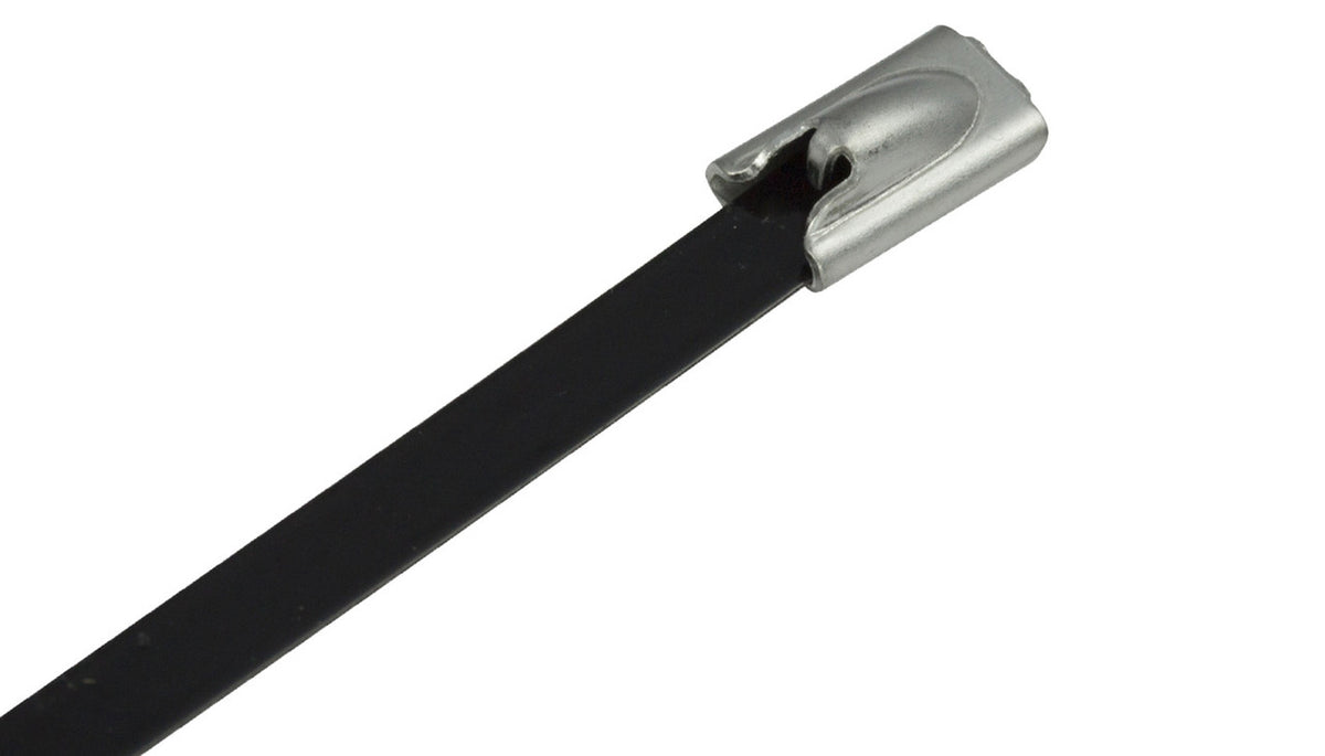 Polyester Coated Stainless Steel Cable Ties - Black 316L, 150mm to 1000mm