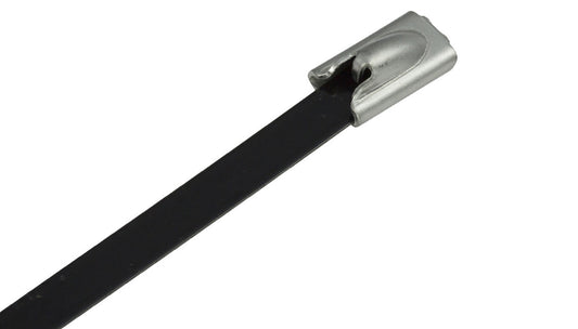 Polyester Coated Stainless Steel Cable Ties - Black 316L, 150mm to 1000mm