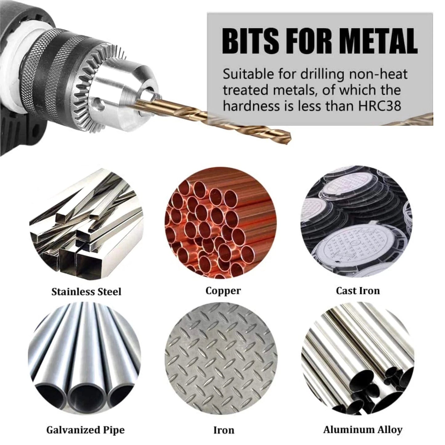 HSS Cobalt Jobber Drill Bits – 5% Cobalt, Split Point, High Strength Bits for Stainless Steel & Hard Metals (1mm–13mm)