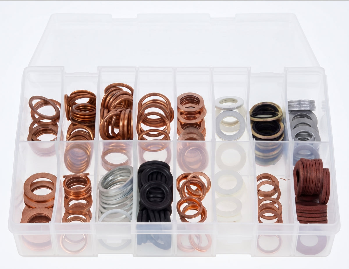 220pc Assorted Sump Plug Washers Box - 16 Sizes, 12mm to 22mm