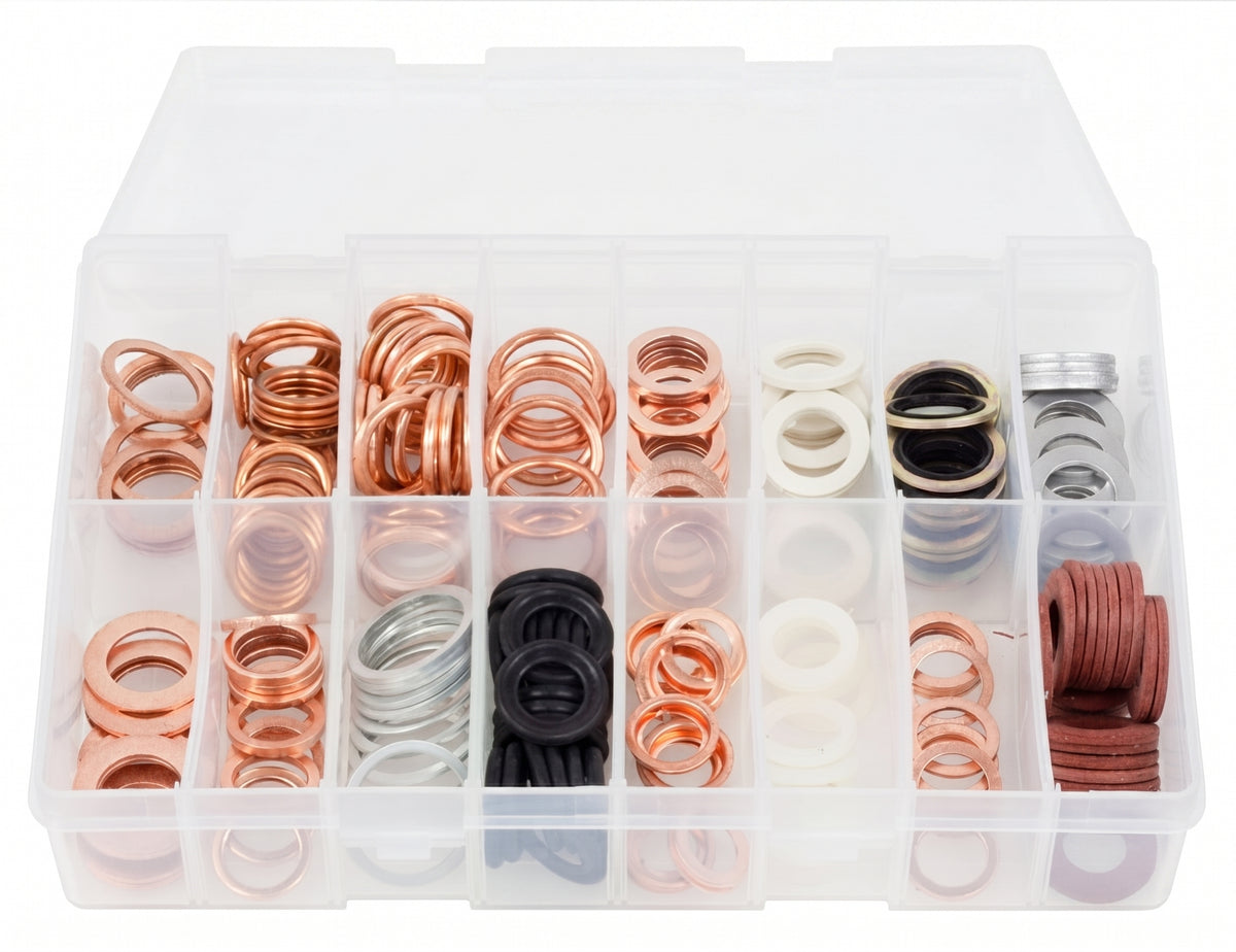 220pc Assorted Sump Plug Washers Box - 16 Sizes, 12mm to 22mm