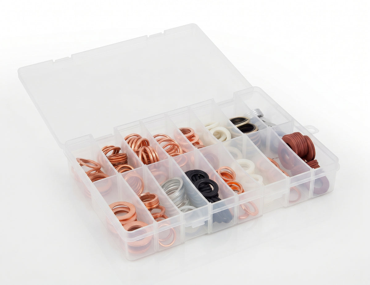 220pc Assorted Sump Plug Washers Box - 16 Sizes, 12mm to 22mm