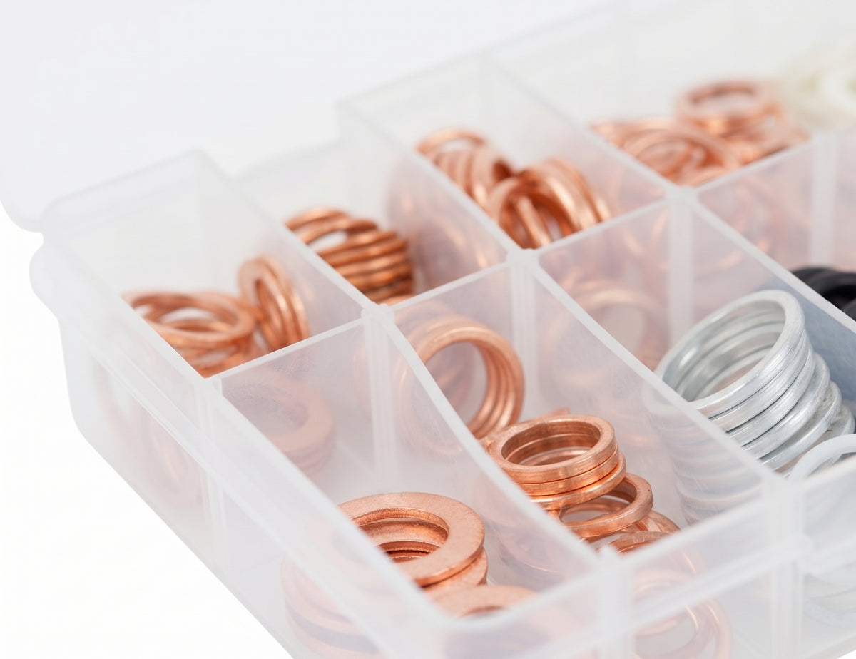 220pc Assorted Sump Plug Washers Box - 16 Sizes, 12mm to 22mm