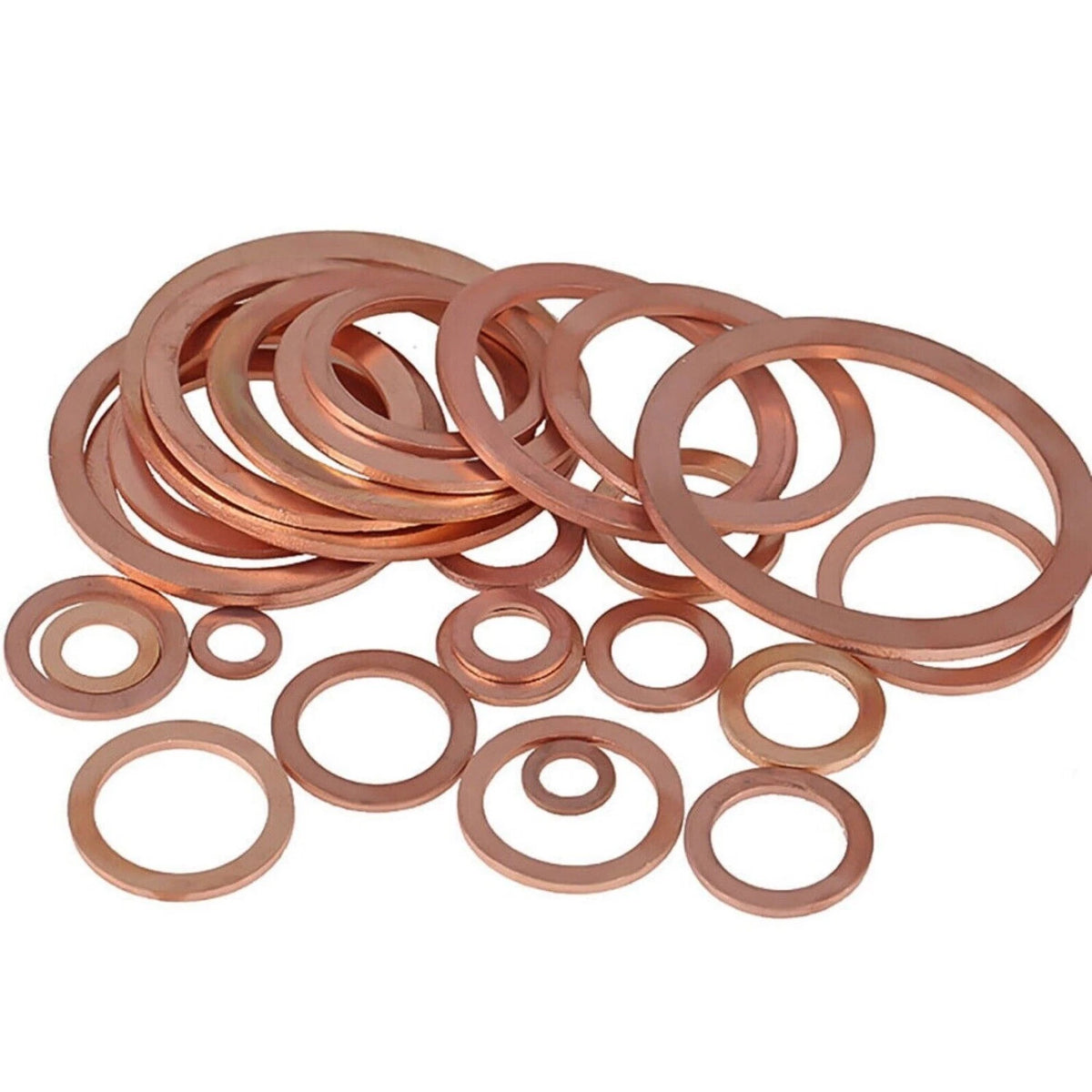 250pc Assorted Metric Copper Sealing Washers Box - M5 to M17