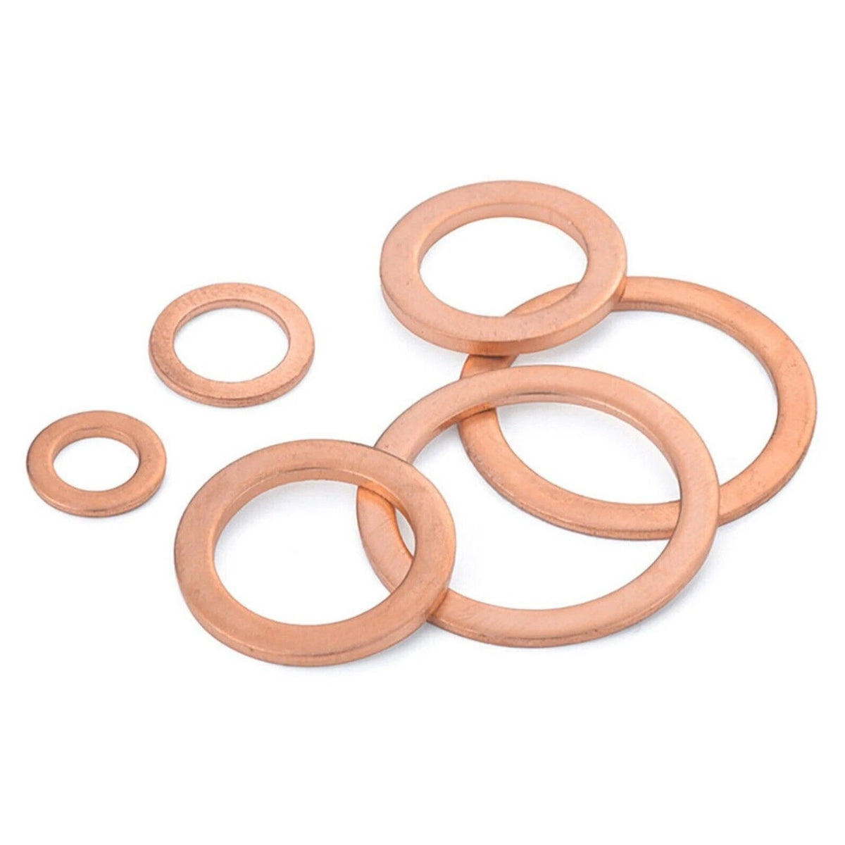 250pc Assorted Metric Copper Sealing Washers Box - M5 to M17
