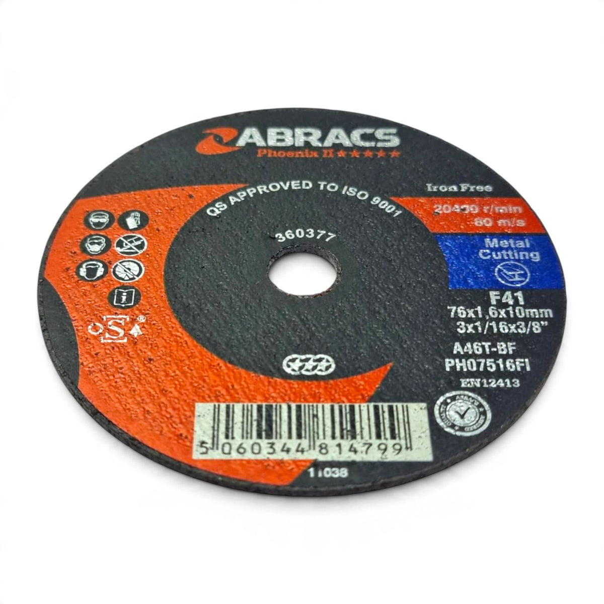 75mm x 1.6mm Mini Cut-Off Wheel (3") - Stainless & Metal, 10mm Bore