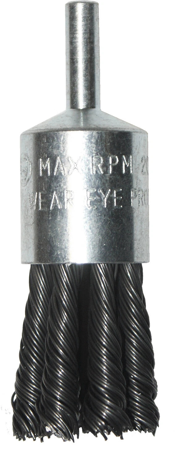 Spindle Mounted Wire Wheel Brush — Drill, 6mm Shank, Crimped or Twist-Knot
