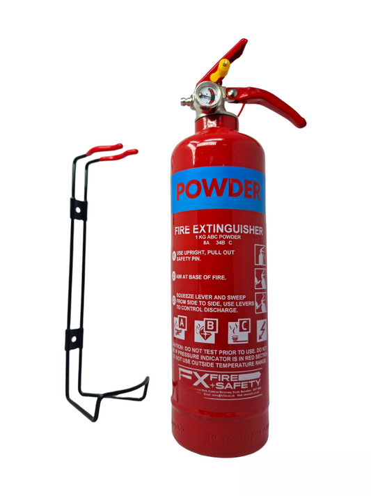 1kg ABC Dry Powder Fire Extinguisher BSI Kitemarked – EN3 Certified With Gauge & Mounting Bracket For Home, Office, Car & Kitchen