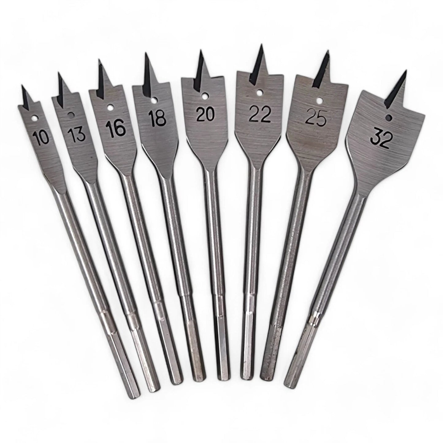 Flat Wood Drill Bits (6mm–38mm) – Spade Bit with Wallet | Hex Shank | 152mm Length