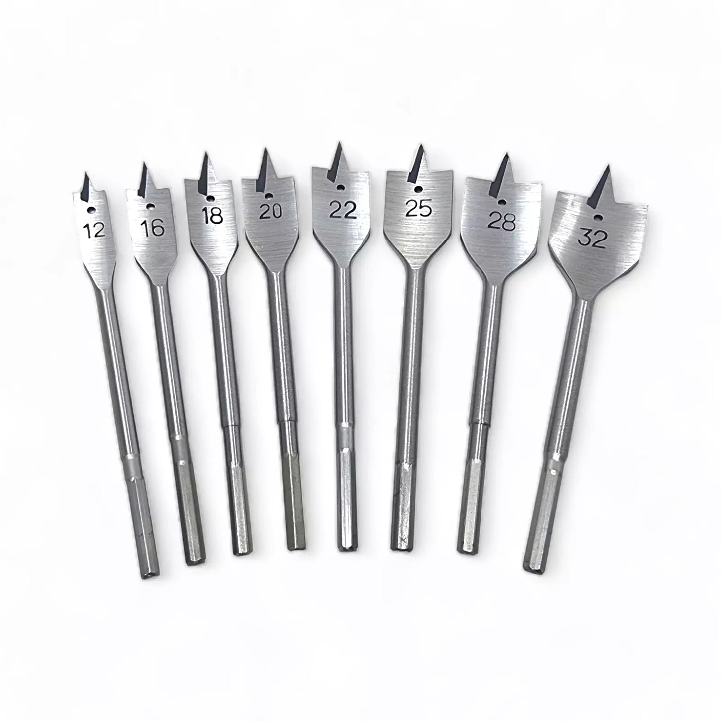 Flat Wood Drill Bits (6mm–38mm) – Spade Bit with Wallet | Hex Shank | 152mm Length