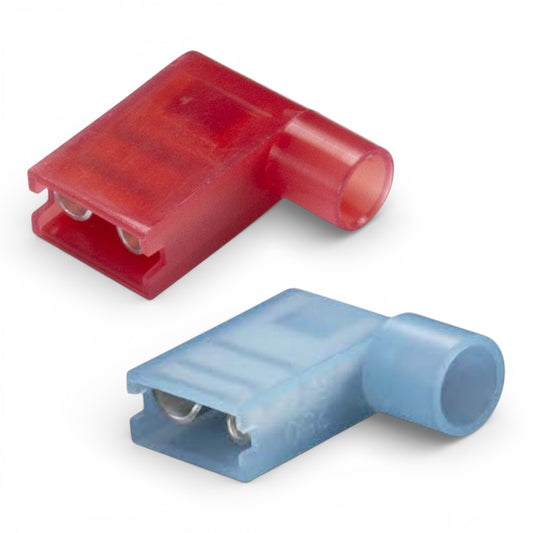 Insulated Flag Terminal Connectors 90° – Crimp On Right Angle Electrical Terminals 6.3mm