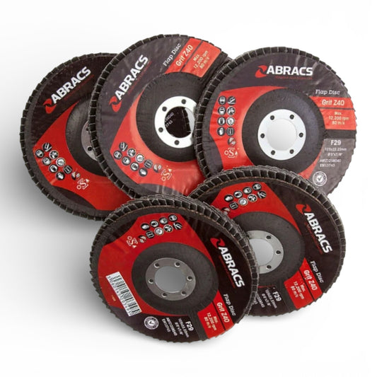 Abracs Flap Discs – 100mm to 180mm | Aluminium Oxide Grinding & Sanding Wheels | 40, 60 & 80 Grit