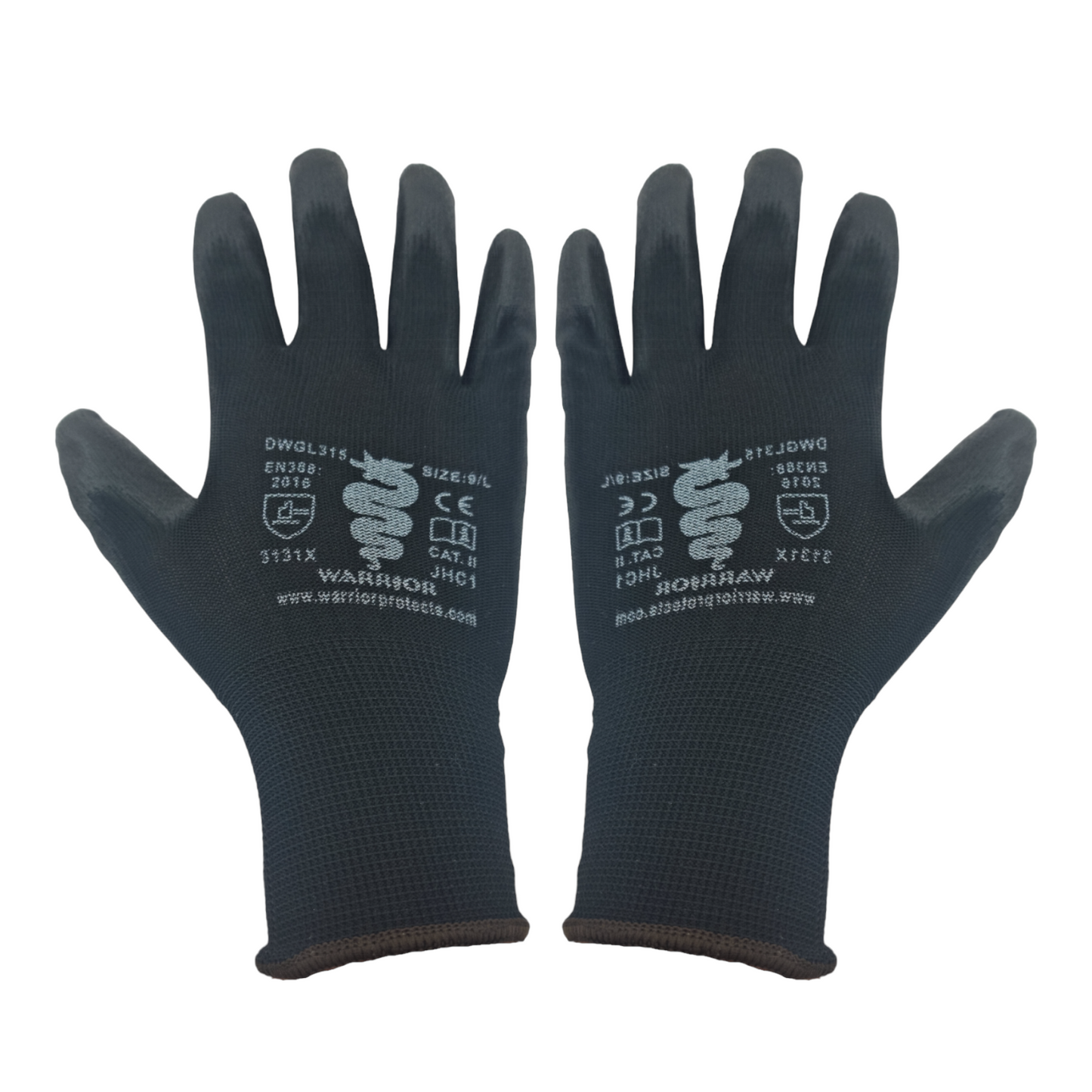 Premium PU Coated Safety Work Gloves – Black Polyurethane Dipped | Builder & Gardening Grip Gloves