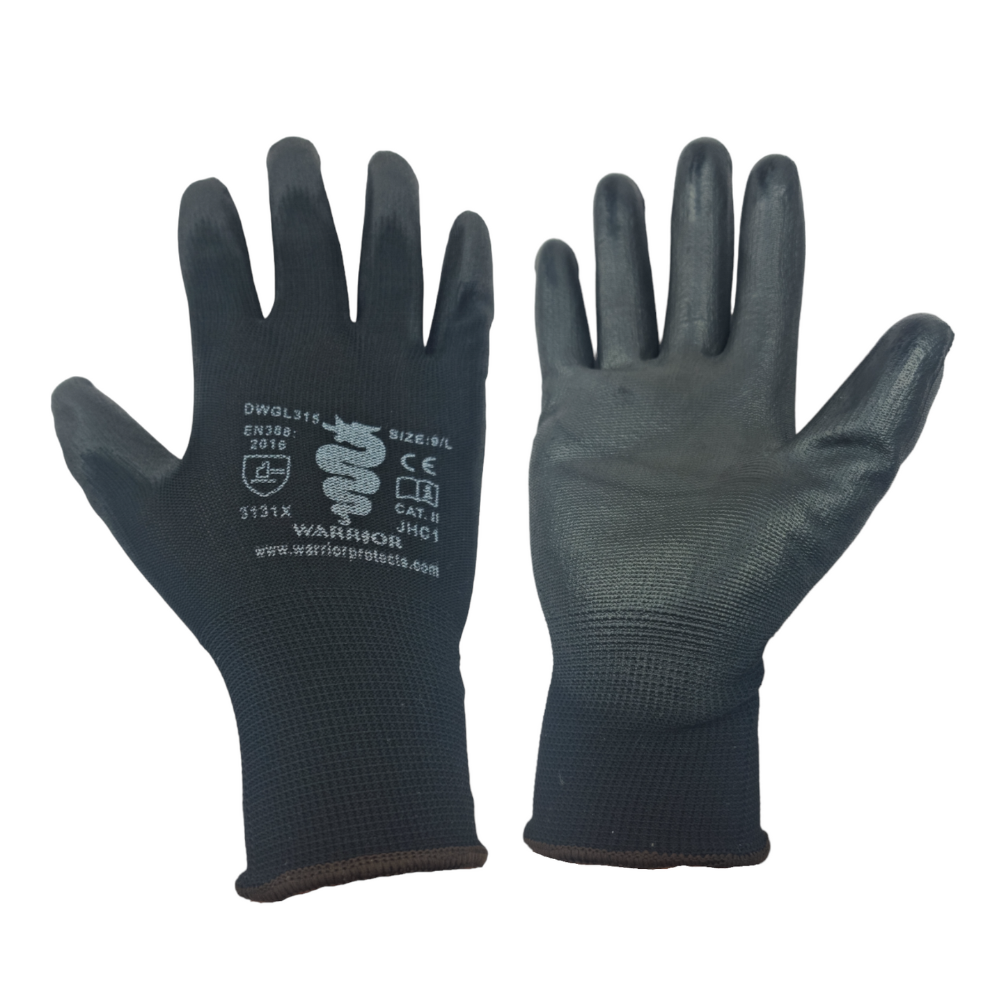 Premium PU Coated Safety Work Gloves – Black Polyurethane Dipped | Builder & Gardening Grip Gloves