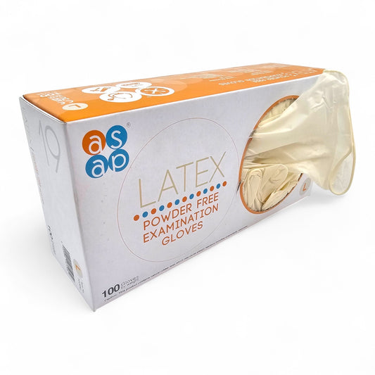 100 Disposable White Latex Gloves – Powder Free | Milky White | S/M/L/XL | Box of 100