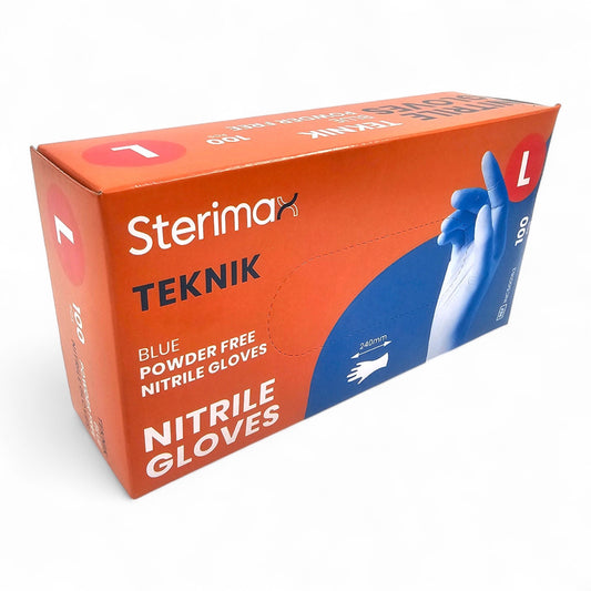 100 Blue Disposable Nitrile Gloves – Powder Free & Latex Free | S/M/L/XL | Box of 100