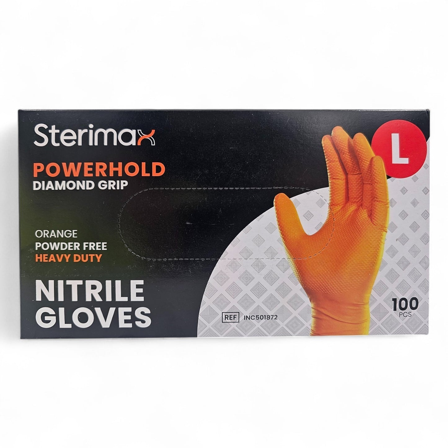 Orange Diamond Grip Nitrile Disposable Gloves Heavy Duty Powder Free Mechanic Industrial Gloves