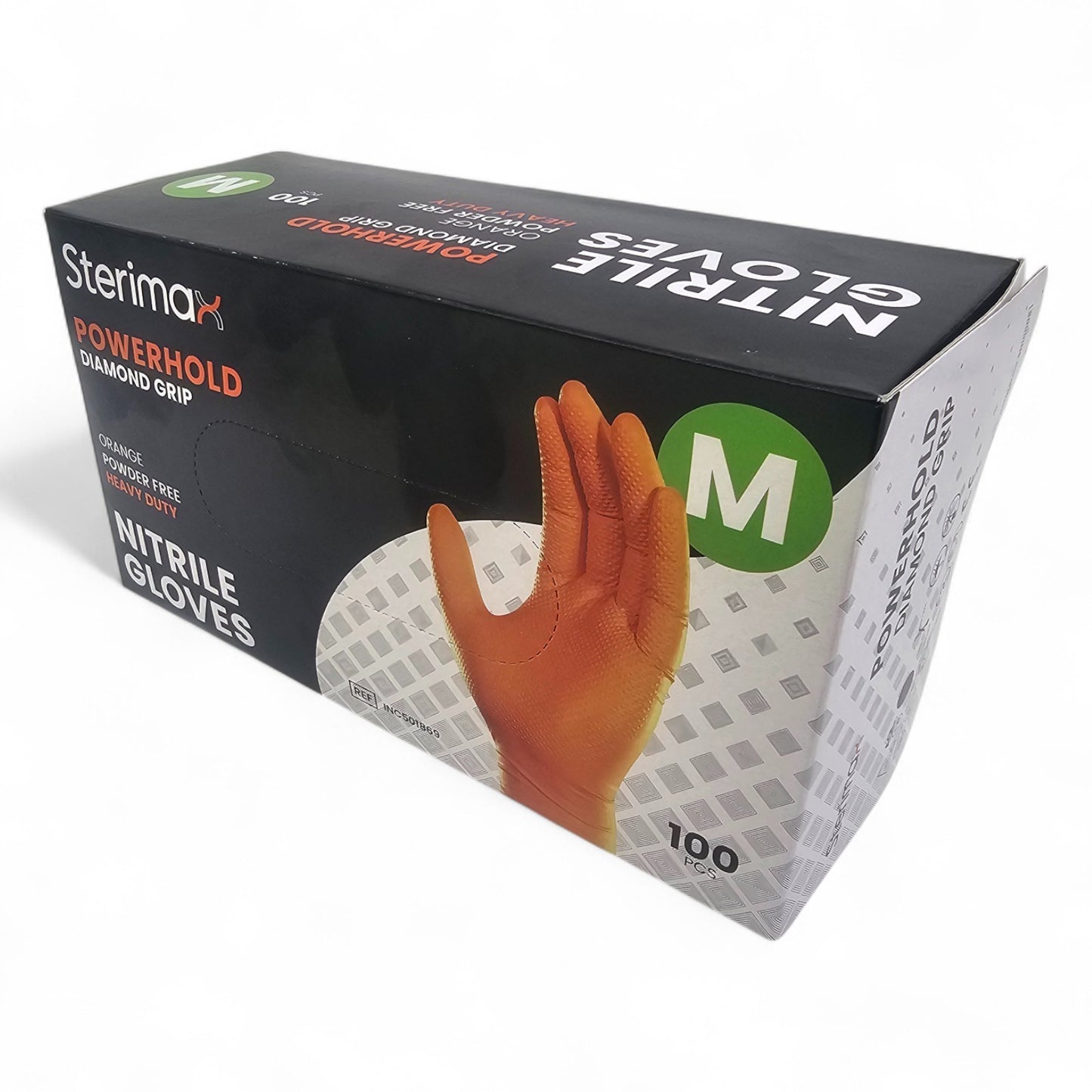 Orange Diamond Grip Nitrile Disposable Gloves Heavy Duty Powder Free Mechanic Industrial Gloves