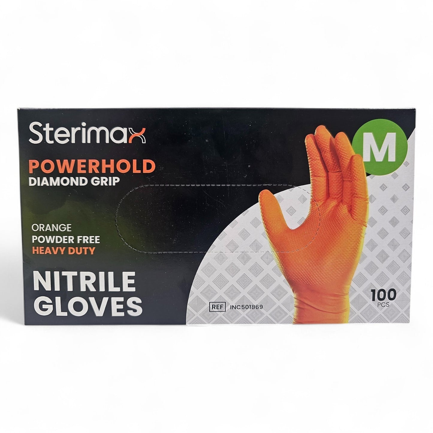 Orange Diamond Grip Nitrile Disposable Gloves Heavy Duty Powder Free Mechanic Industrial Gloves