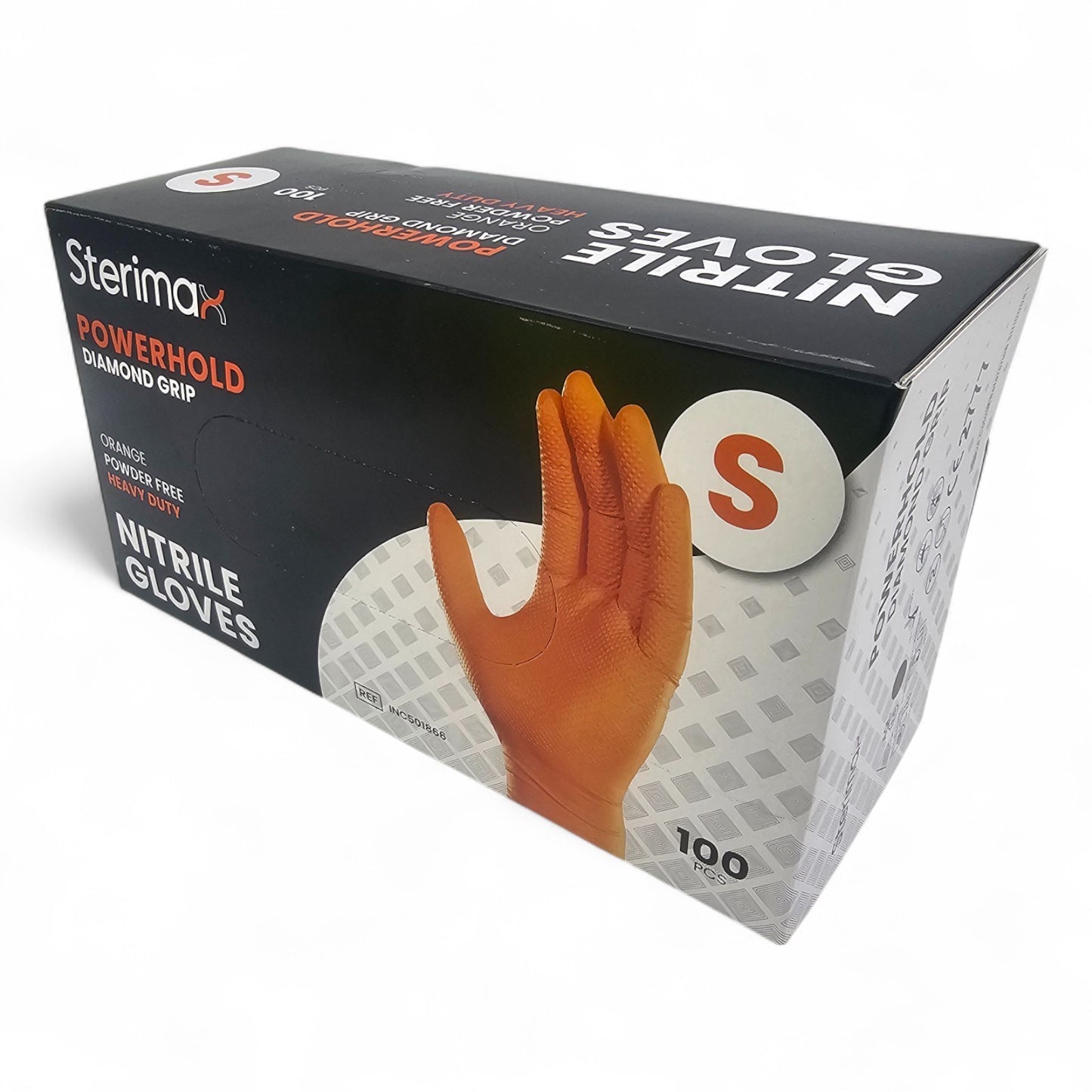 Orange Diamond Grip Nitrile Disposable Gloves Heavy Duty Powder Free Mechanic Industrial Gloves