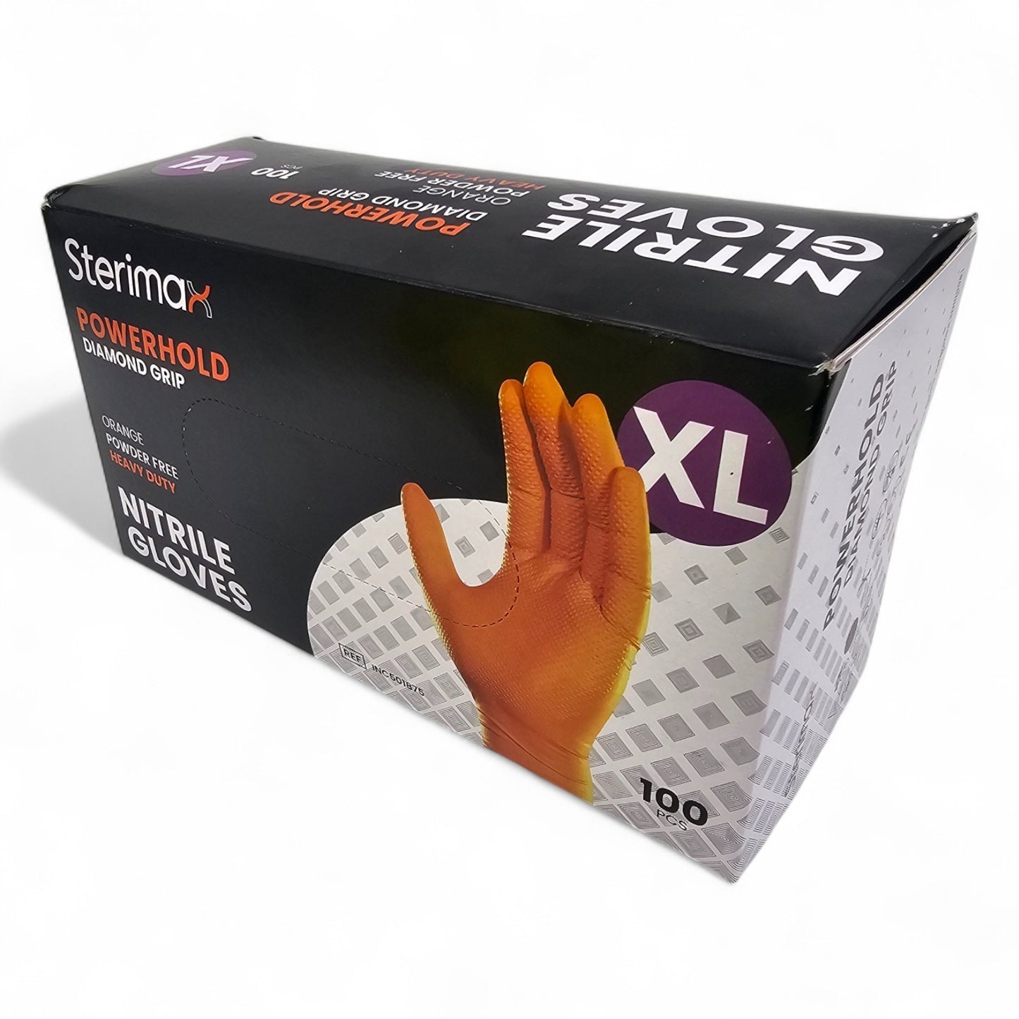 Orange Diamond Grip Nitrile Disposable Gloves Heavy Duty Powder Free Mechanic Industrial Gloves