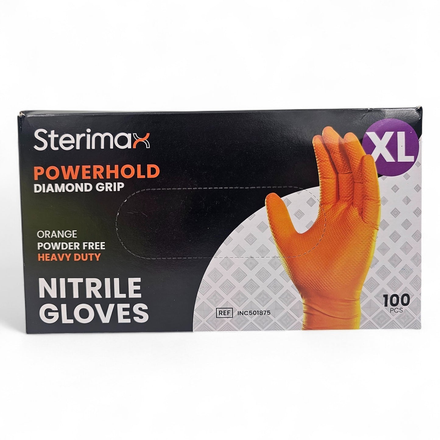 Orange Diamond Grip Nitrile Disposable Gloves Heavy Duty Powder Free Mechanic Industrial Gloves