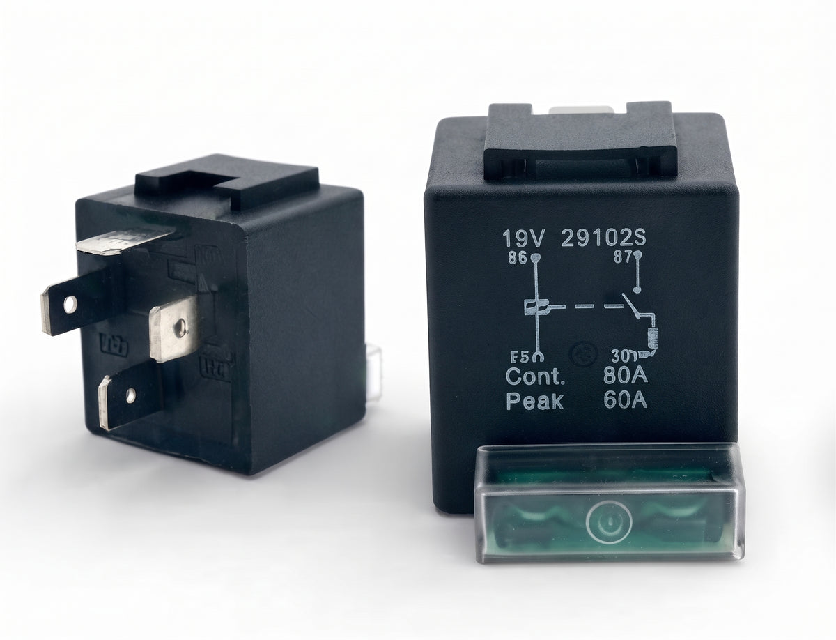 4 Pin Automotive Fused Relay - 12V 30A, Normally Open, + 30A Fuse