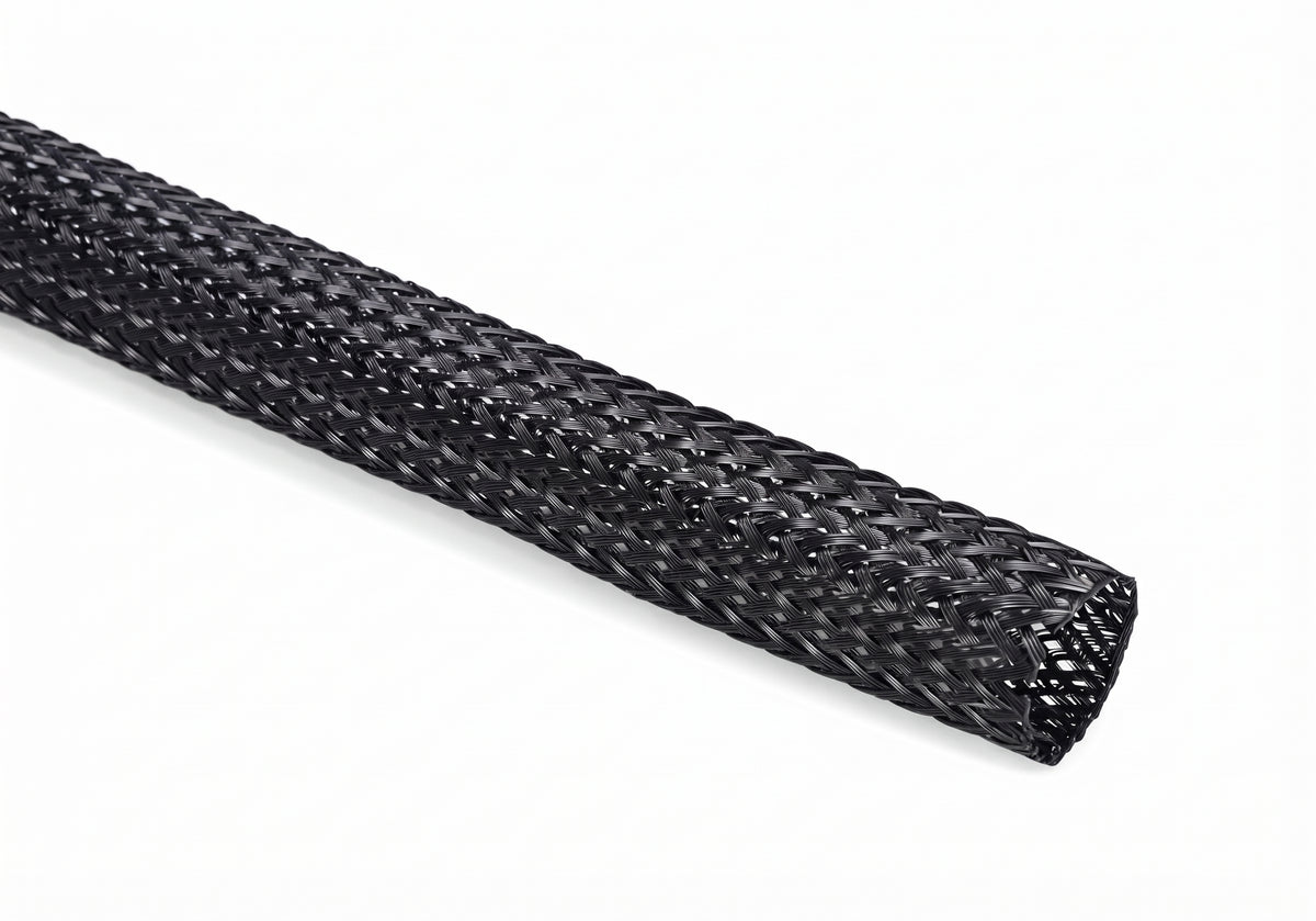 Expandable Braided Sleeving – Black Polyester Wire Protection