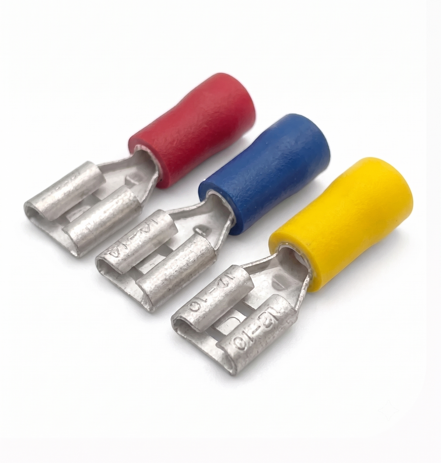 Insulated Female Spade Terminals – Half-Insulated Crimp (Red/Blue/Yellow)