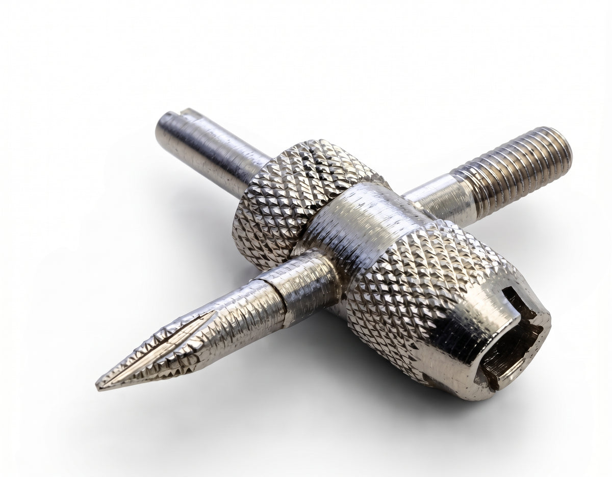4 Way Tyre Valve Repair Tool – Valve Core Remover & Thread Repair Key