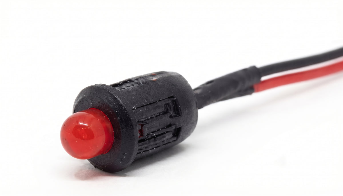 Flashing LED Indicator Light - Red, 12V, 8mm, Dummy Alarm / Immobiliser
