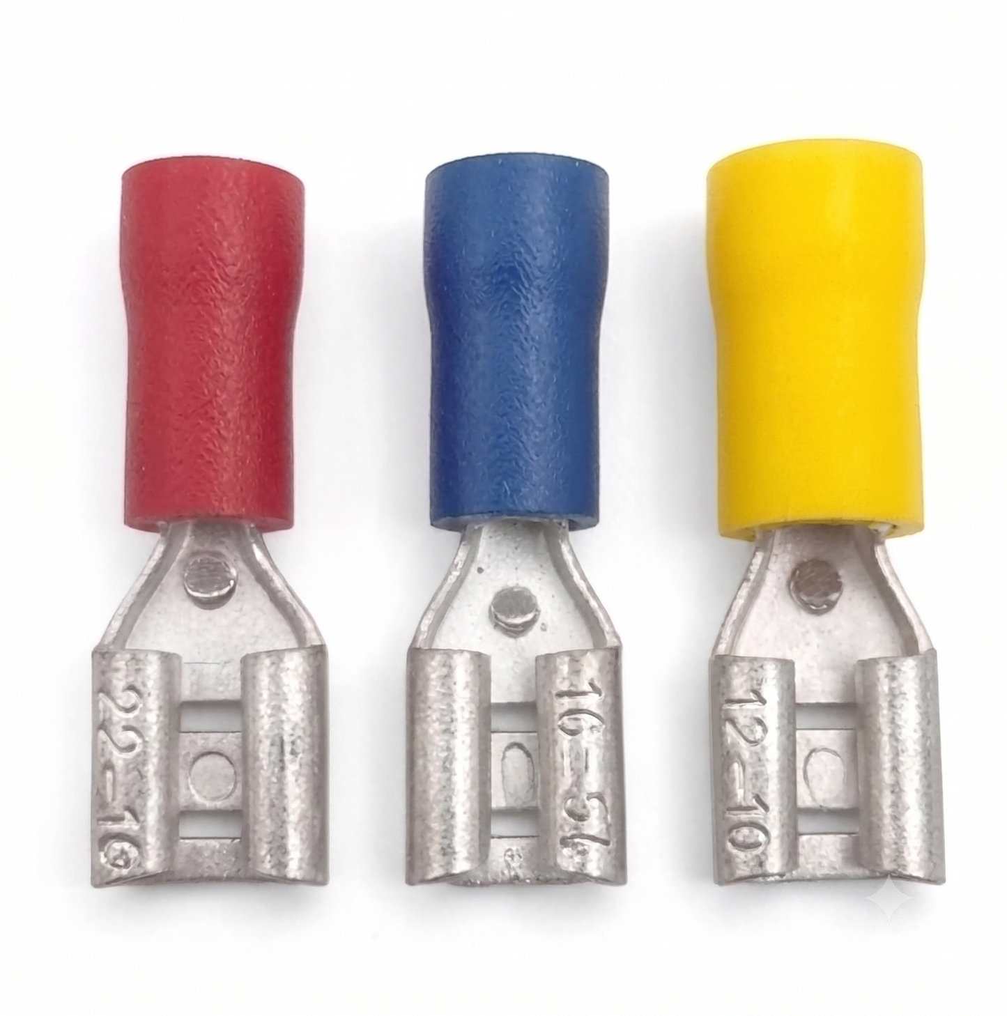 Insulated Female Spade Terminals – Half-Insulated Crimp (Red/Blue/Yellow)