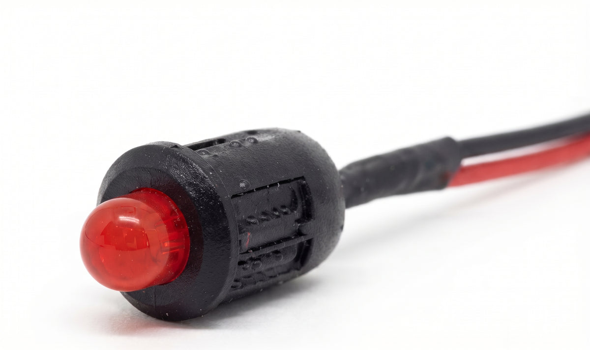 Flashing LED Indicator Light - Red, 12V, 8mm, Dummy Alarm / Immobiliser