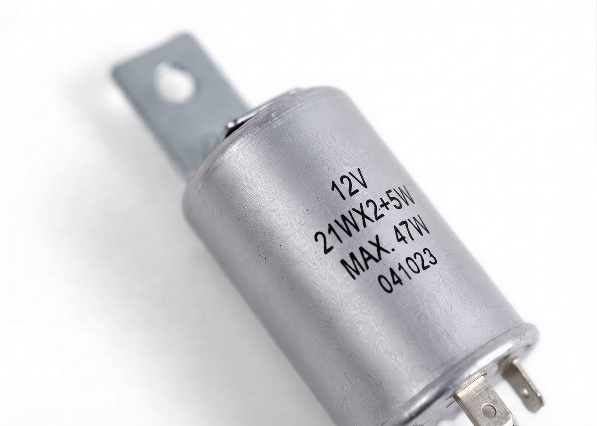 Classic Car 3 Pin Flasher Relay - 12V, Electronic, Fixed Bracket, 47W Max