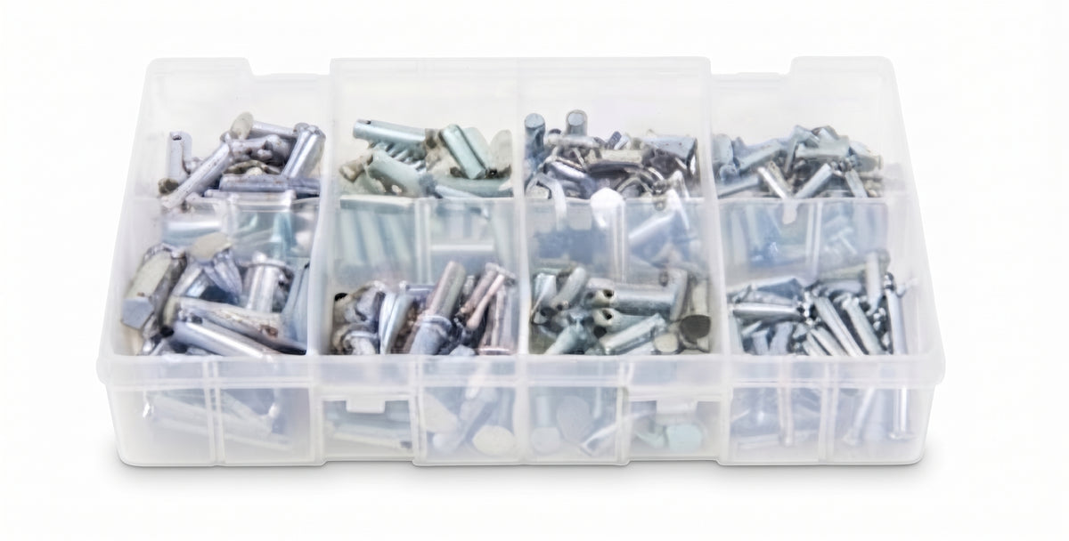 200pcs Assorted Clevis Pins Set – Bright Zinc Plated (BZP) | BS1574 Standard | Partitioned Box