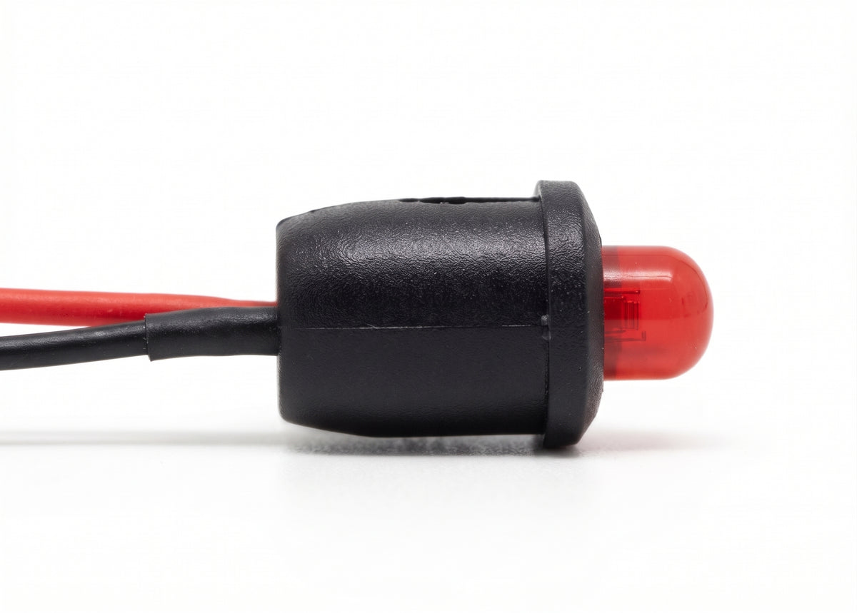 Flashing LED Indicator Light - Red, 12V, 8mm, Dummy Alarm / Immobiliser