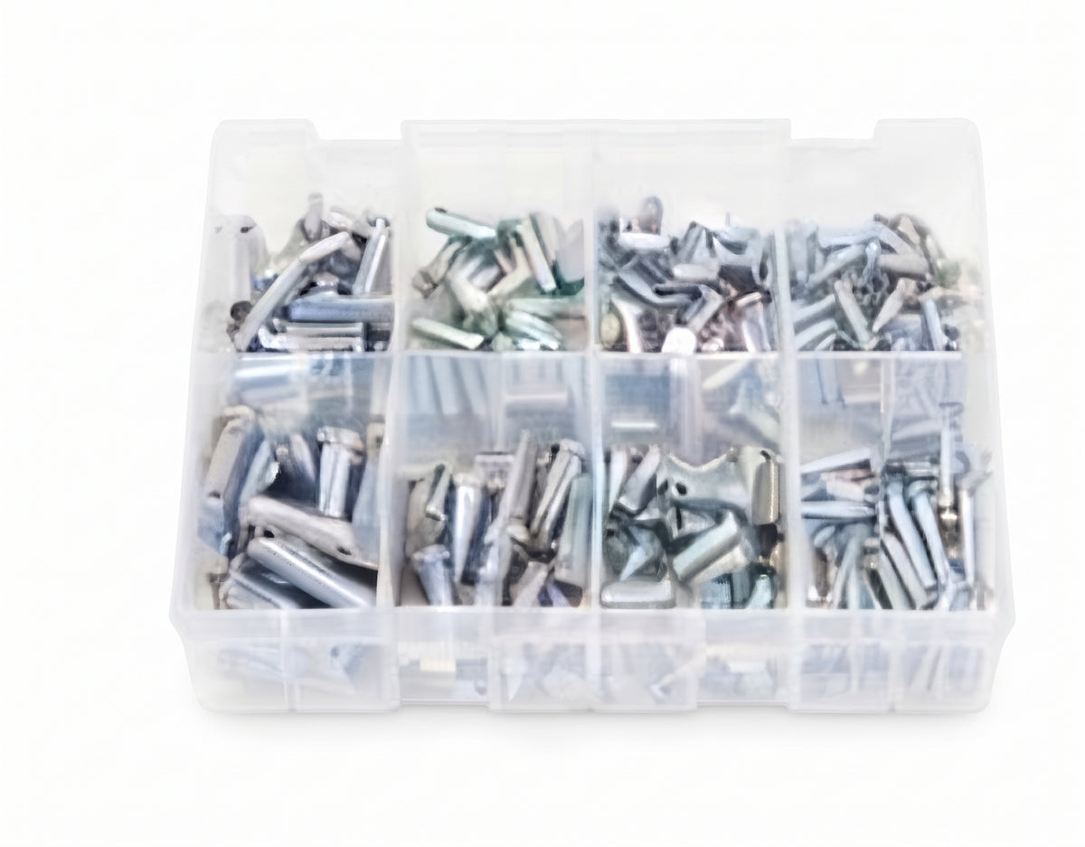 200pcs Assorted Clevis Pins Set – Bright Zinc Plated (BZP) | BS1574 Standard | Partitioned Box