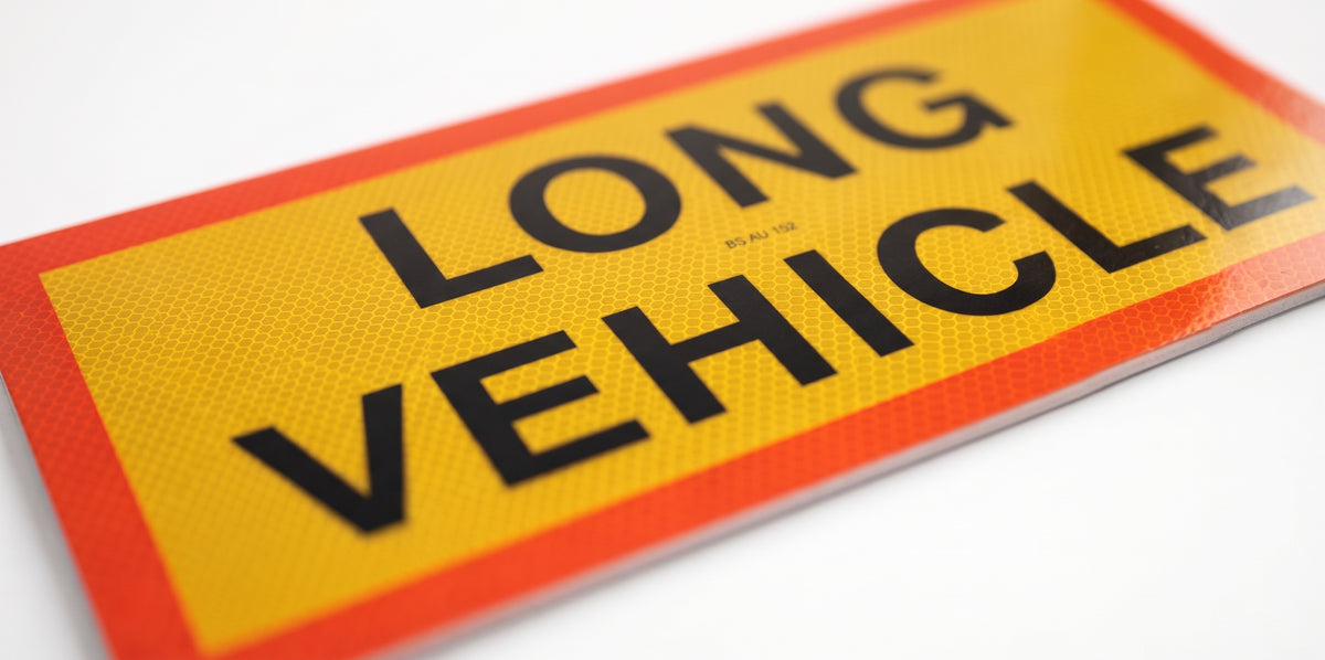 2x Universal Rear Marker Board LONG VEHICLE Pair Aluminium Backed 525mm x 250mm