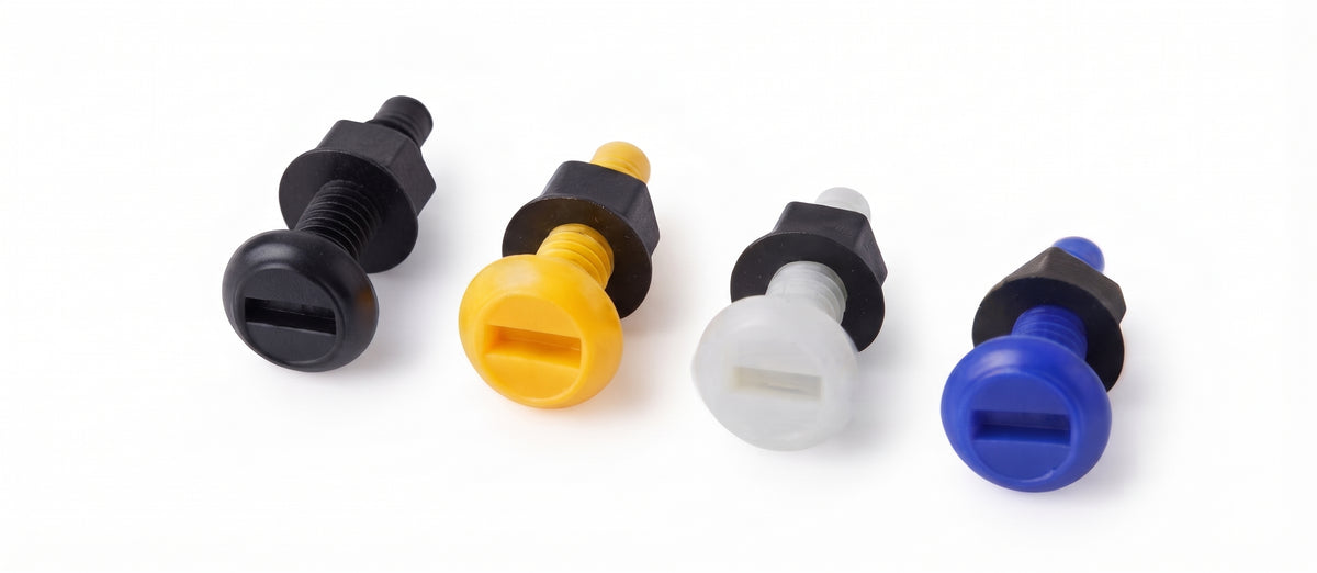 Number Plate Screws & Nuts - M6 x 29mm, Black, White, Blue & Yellow