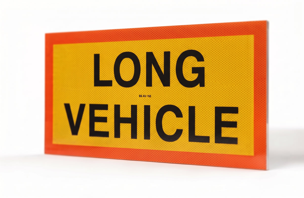 2x Universal Rear Marker Board LONG VEHICLE Pair Aluminium Backed 525mm x 250mm