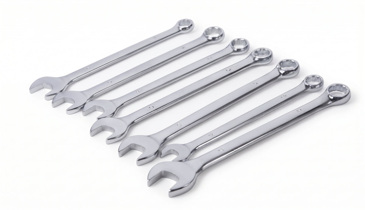 Combination Spanners Metric 6mm–32mm – Chrome Vanadium CrV Ring & Open End Spanners Fully Polished