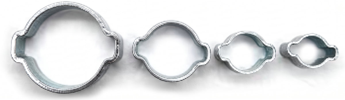 Double Ear O Clips - Crimp Hose Clamps, 8mm-23mm