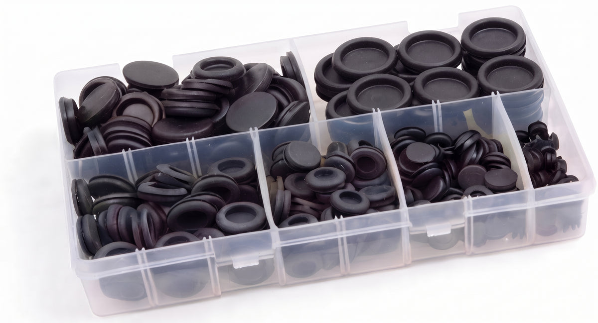 Cable Blanking Rubber Grommets Assorted Box – Closed Blind Plugs 6mm–25mm | 280x Blanking Grommets