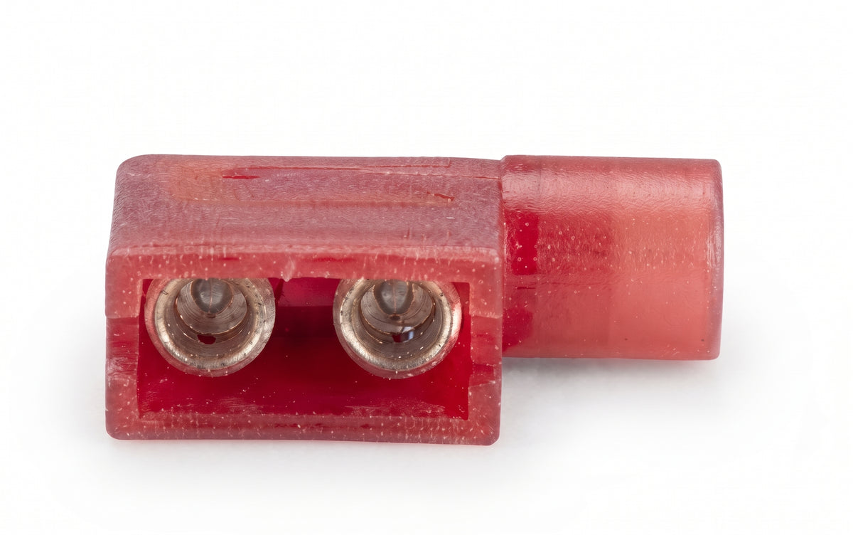 Insulated Flag Terminal Connectors 90° – Crimp On Right Angle Electrical Terminals 6.3mm