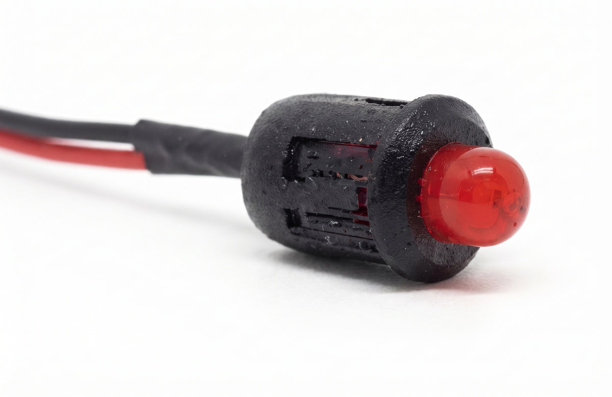 Flashing LED Indicator Light - Red, 12V, 8mm, Dummy Alarm / Immobiliser