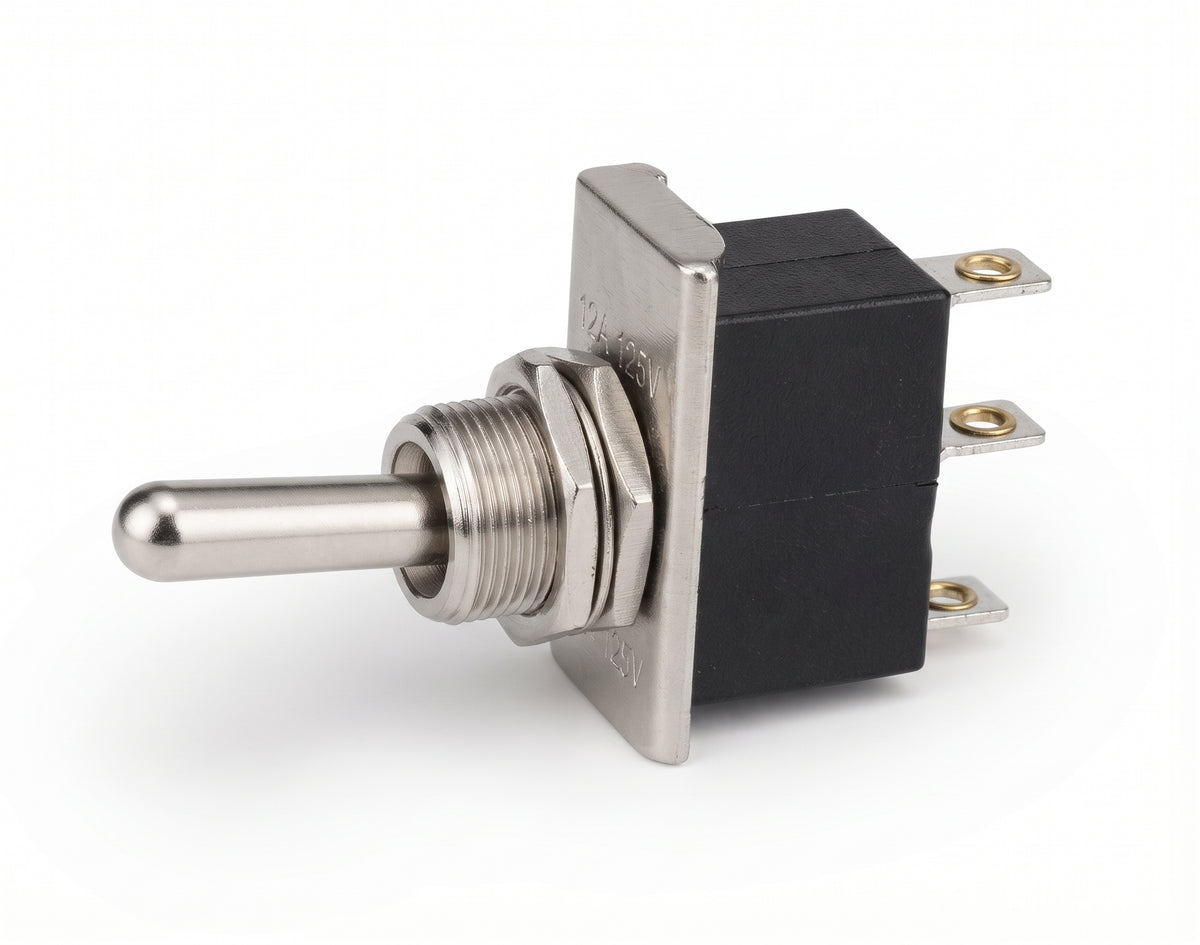 Heavy Duty Toggle Switch - Flash/Off/Flash, 12V, Metal Dash Switch