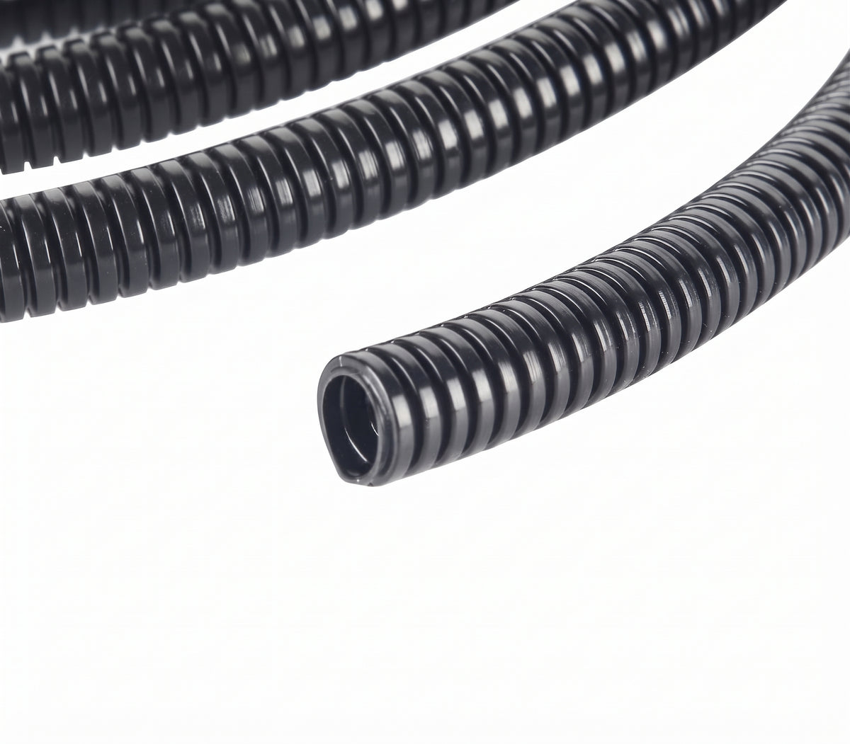 Flexible Cable Conduit – Non-Split Nylon Loom Tubing, Black